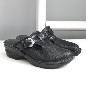 Born Concept Womens Black Platform Buckle Slip-On Mules Size 8